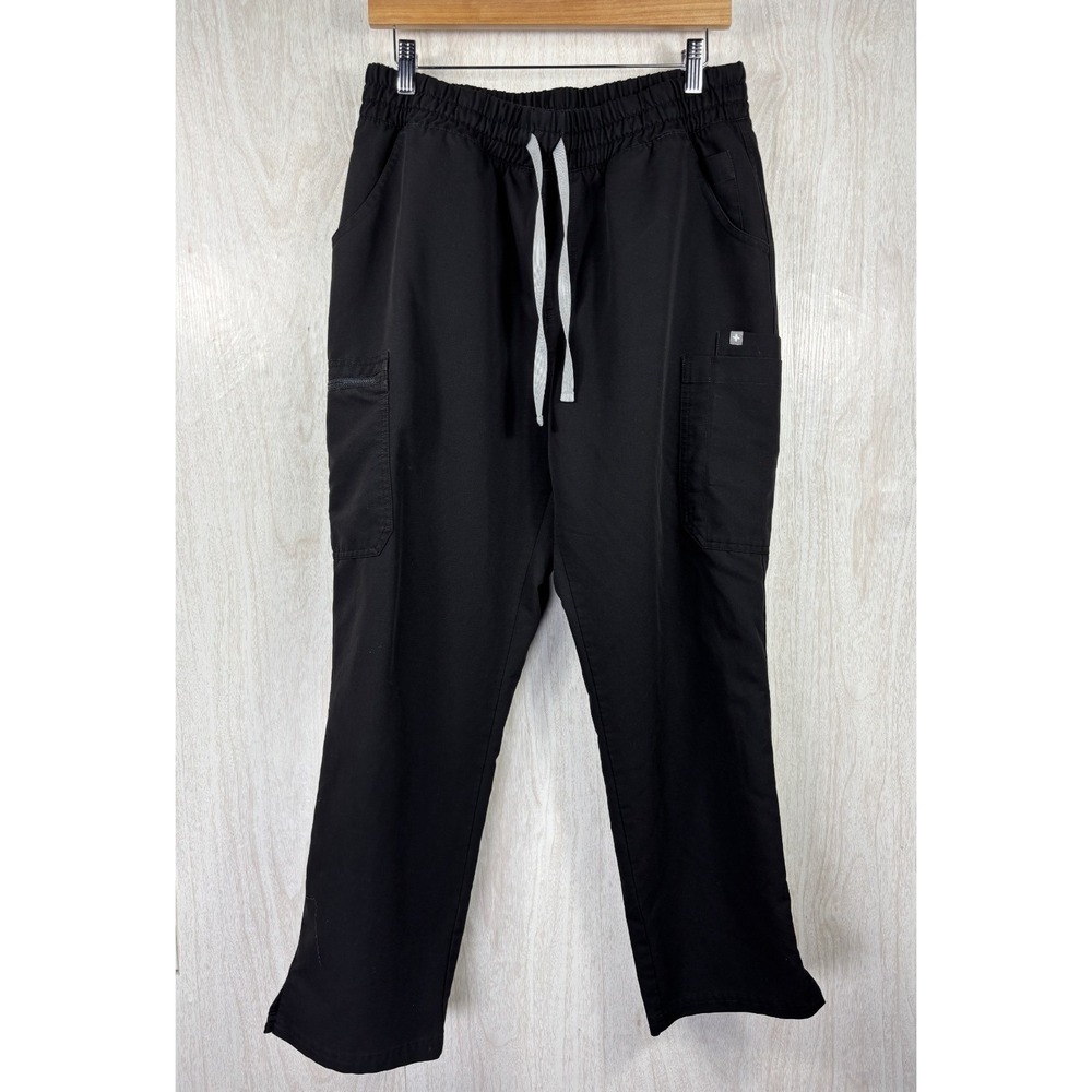 FIGS Yola Cargo Scrub Pants Black FIONx Stretch Medical Womens Large Petite